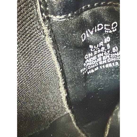 Divided Chunky Heel Ankle Boots Size 9.5 Biker Chic Black Platform Lug Shoe Edgy - Picture 9 of 16